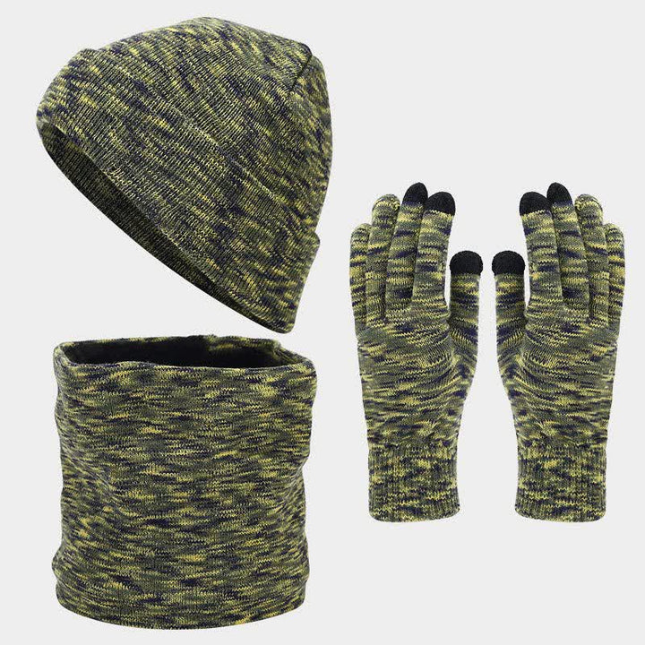 Juego de 3 guantes y bufanda unisex multicolores para teñir
