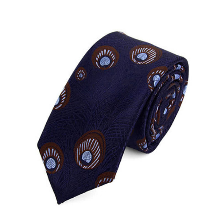 Corbata con estampado de plumas de pavo real para hombre