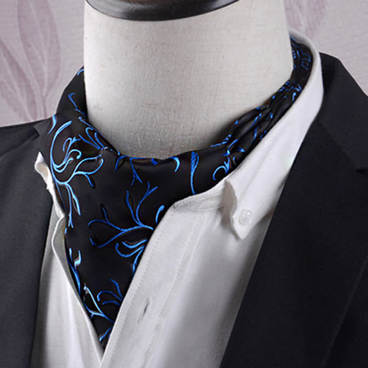 Corbata con textura Vogue con hojas de fuego en negro y azul