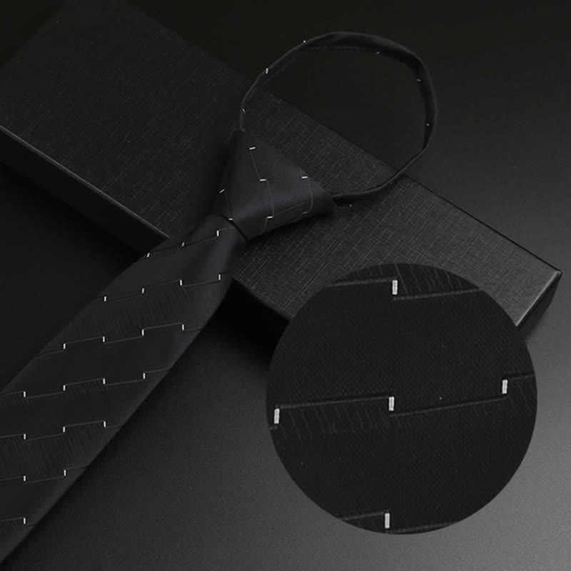 Corbata clásica con cremallera negra y gris para hombre