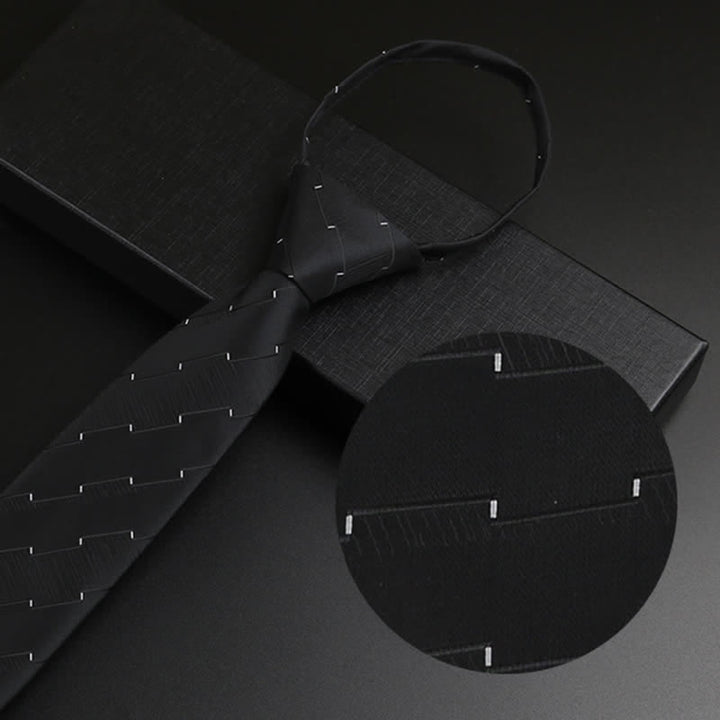 Corbata clásica con cremallera negra y gris para hombre