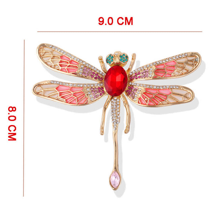 Broche de diamantes de imitación con forma de libélula de lujo para mujer