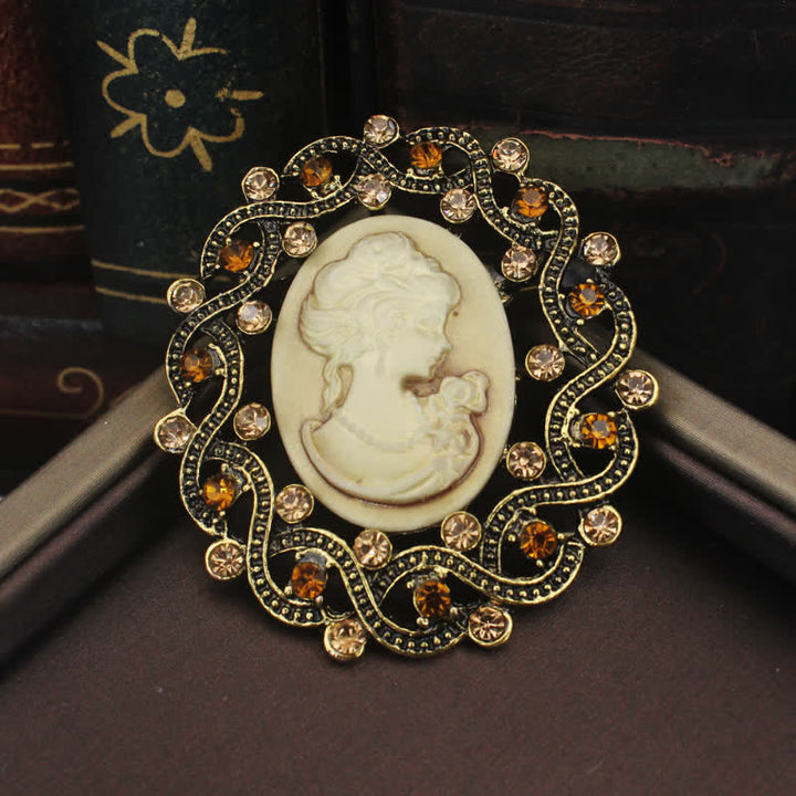 Broche de camafeo de reina del siglo XIX para mujer