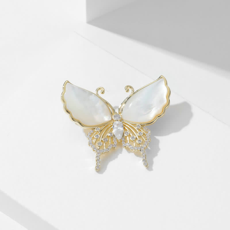 Broche de mariposa de concha natural para mujer