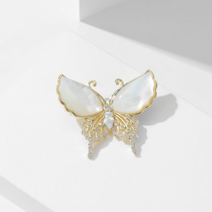 Broche de mariposa de concha natural para mujer