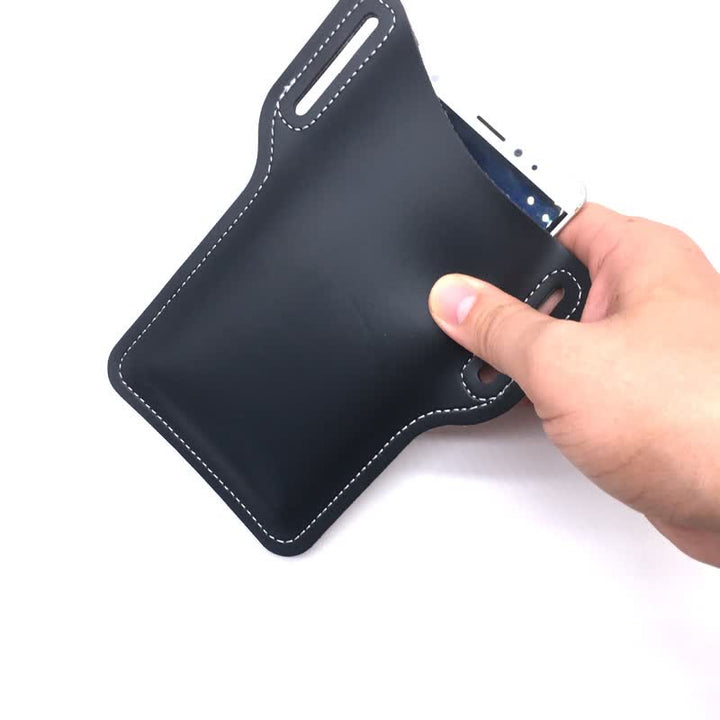 Funda de cuero para teléfono móvil con correa para el cinturón