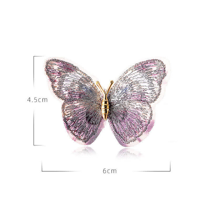 Broche de mariposa con bordado de ensueño para mujer