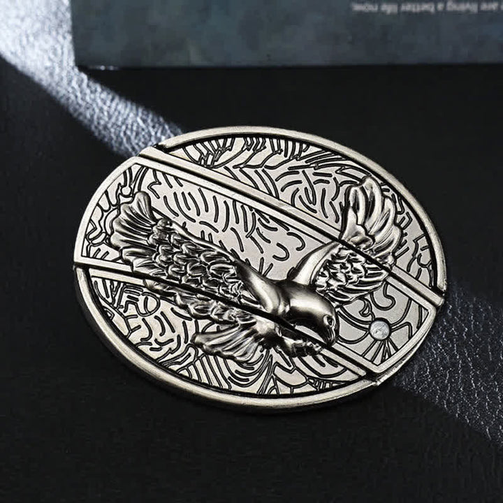 Cinturón de cuero con cuchillo plegable oculto Soaring Eagle para hombre