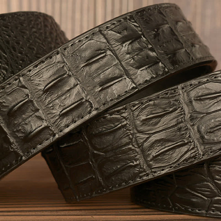 Cinturón de piel de cocodrilo con diseño de cobra rizada para hombre