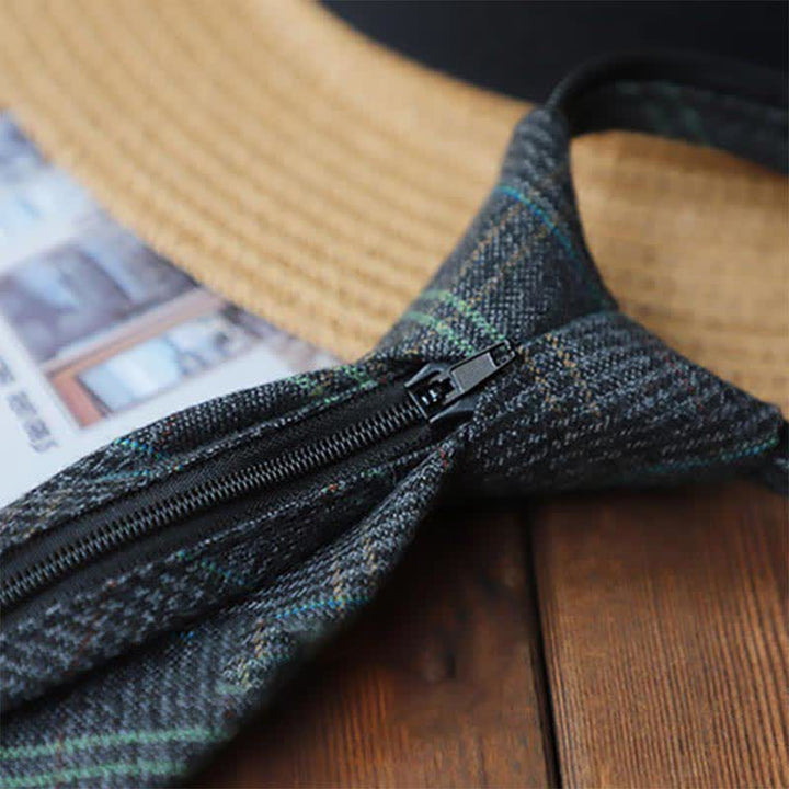Corbata de cuadros con cremallera retro para hombre