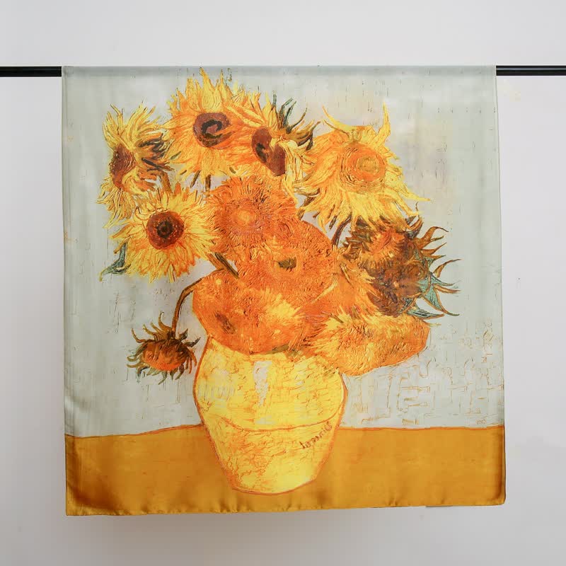 Bufanda fina de girasoles de Van Gogh para mujer