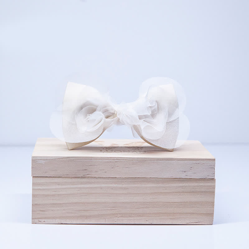 Pajarita elegante de organza color blanco marfil cálido para hombre