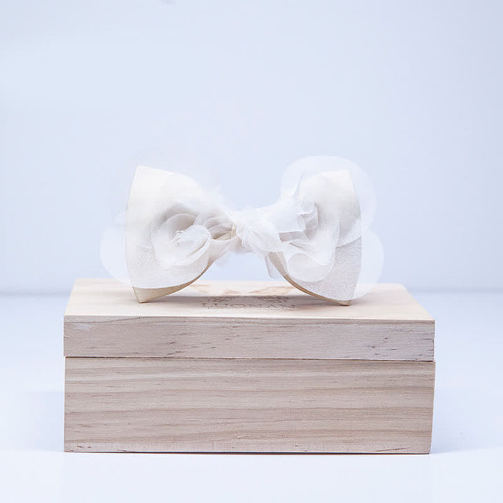 Pajarita elegante de organza color blanco marfil cálido para hombre