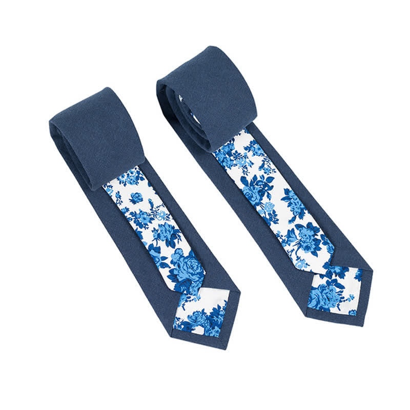 Corbata de hombre con diseño de patchwork floral y cuadros escoceses