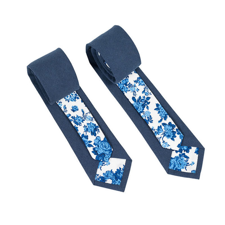 Corbata de hombre con diseño de patchwork floral y cuadros escoceses