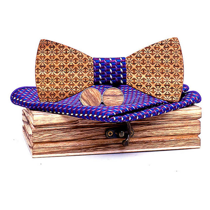 Juego de 3 pajaritas de madera con copos de nieve navideños para hombre