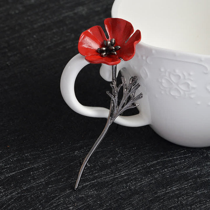Broche elegante de amapola roja para mujer
