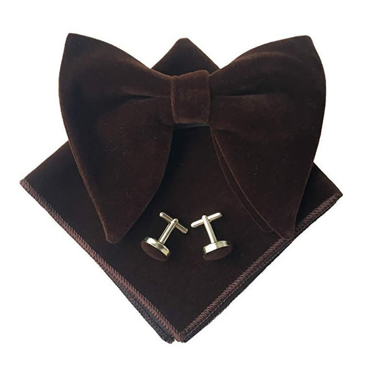 Conjunto de 3 pajaritas de terciopelo de gran tamaño con punta para hombre