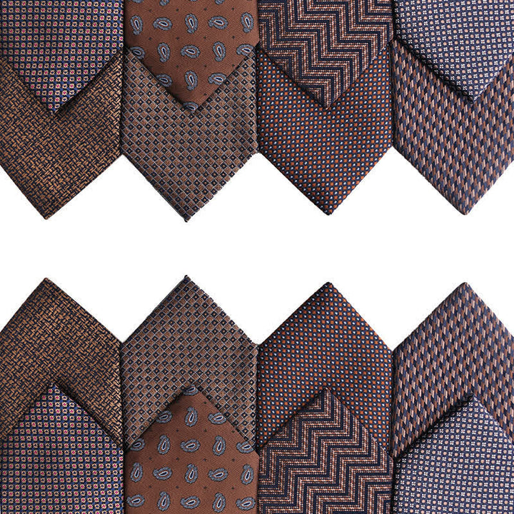 Corbata de cuadros micro de la serie Coffee Brown para hombre 