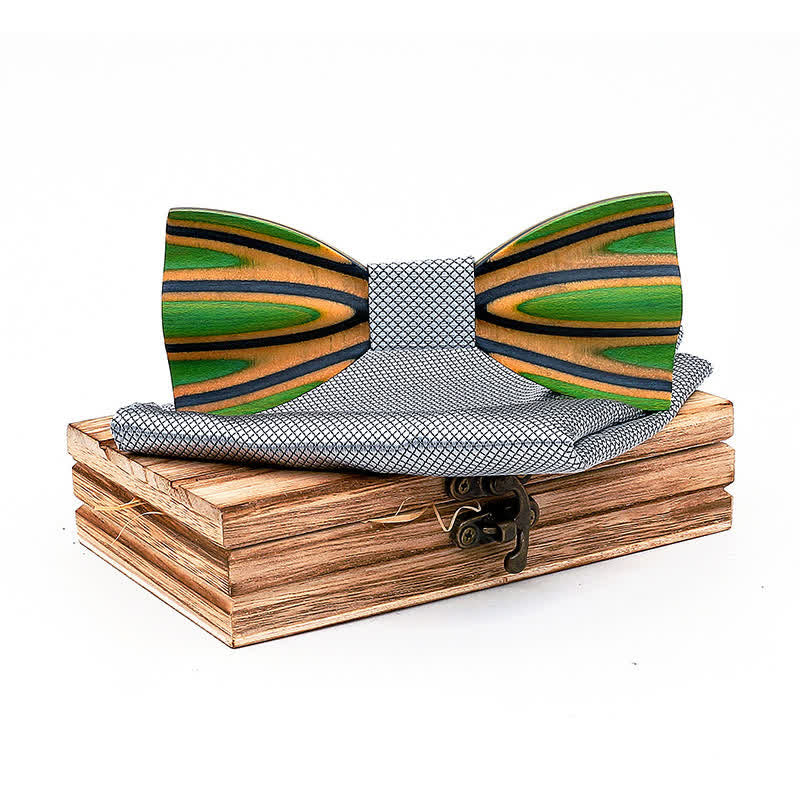 Juego de 2 pajaritas de madera con grabado láser deslumbrante para hombre