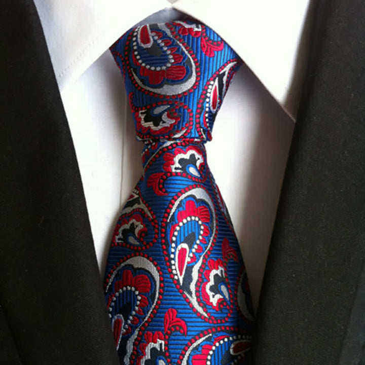 Corbata con estampado de cachemira y olas marinas para hombre