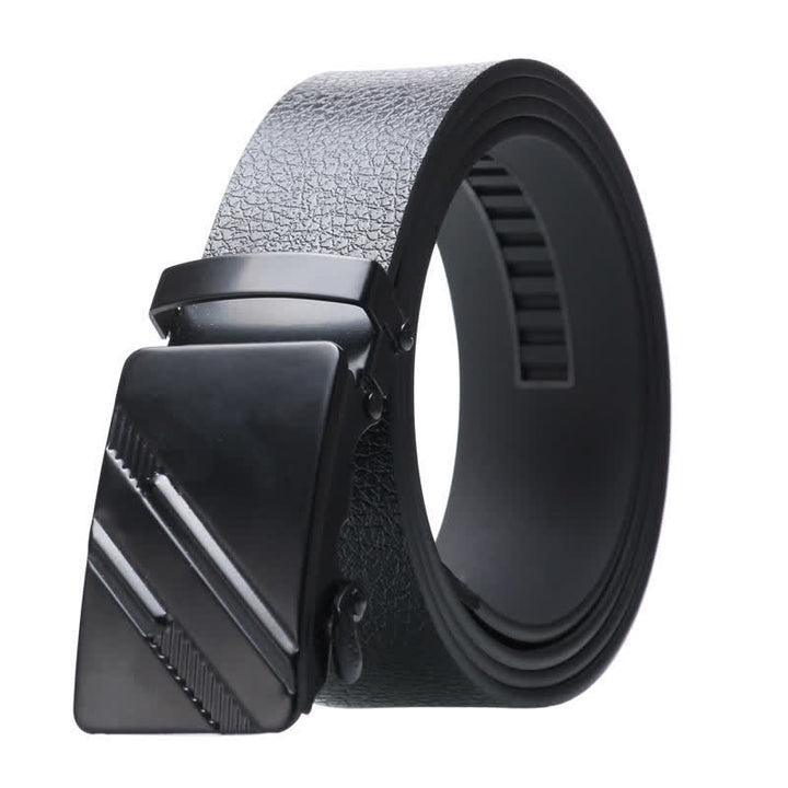 Cinturón de cuero negro con hebilla automática para hombre