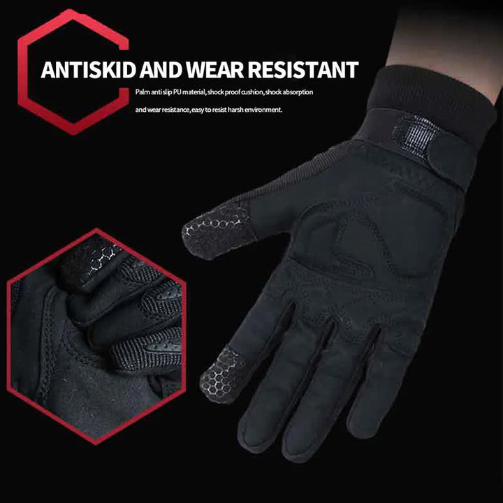 Guantes tácticos negros de dedos completos para actividades al aire libre y montañismo
