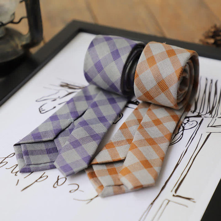 Corbata de cuadros de dos tonos estilo preppy para hombre