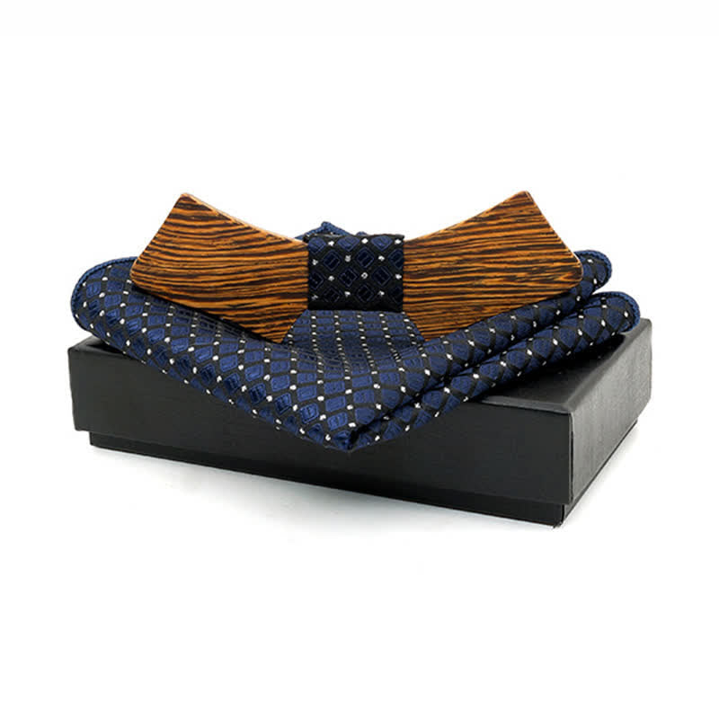 Juego de 2 pajaritas de madera con forma de collar para hombre