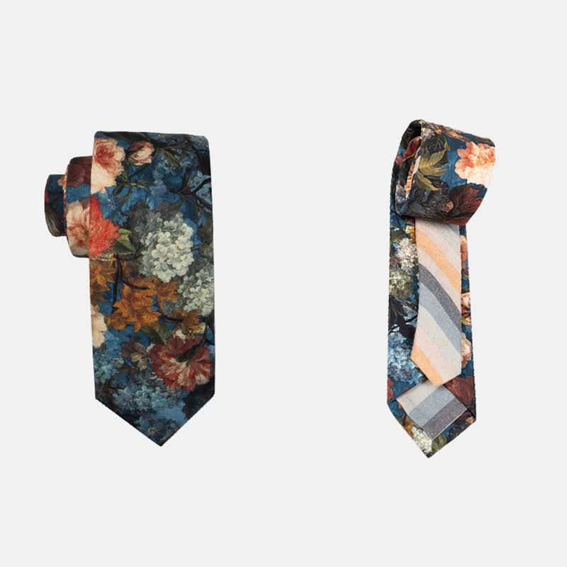 Corbata de hombre con diseño de patchwork floral y cuadros escoceses