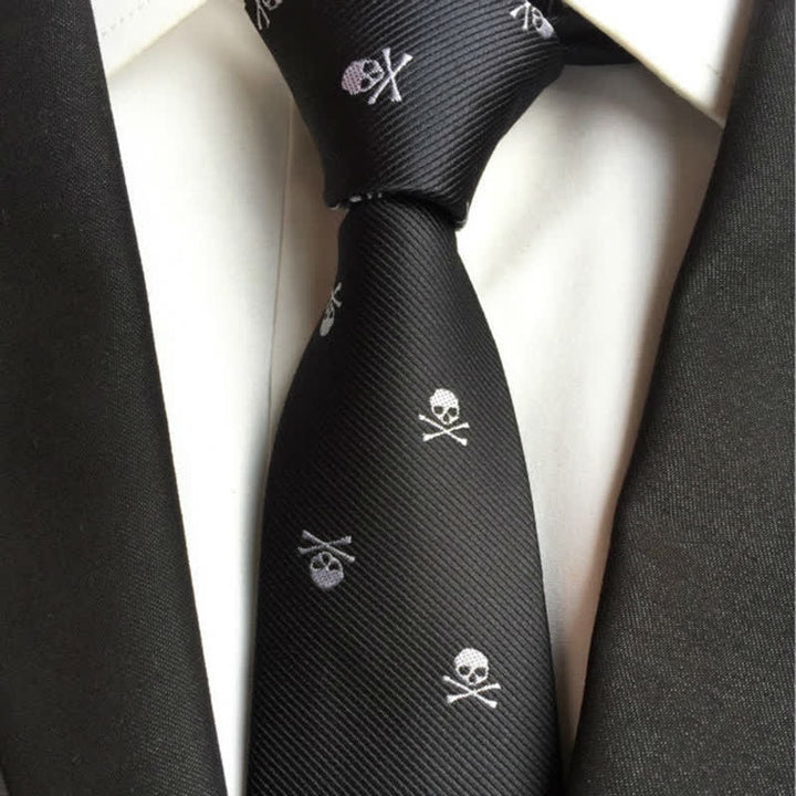 Corbata de hombre con huesos cruzados y esqueleto de Halloween 