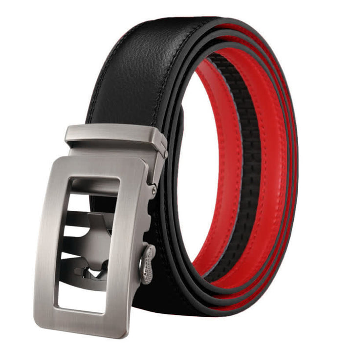 Cinturón de cuero con hebilla automática hueca simple para hombre