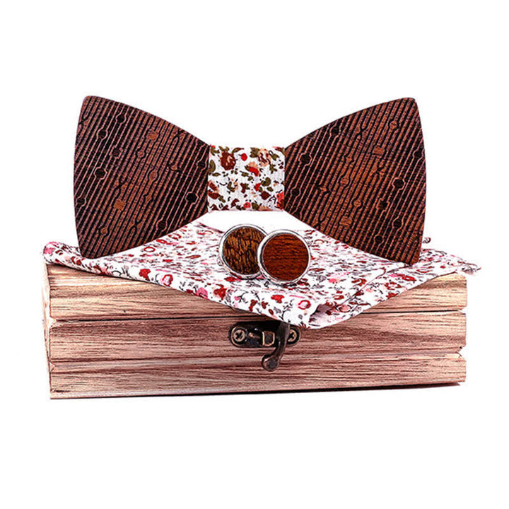 Juego de 3 pajaritas de madera con forma de hojas huecas para hombre.