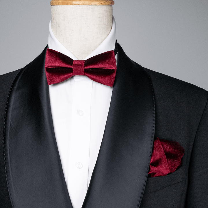 Pajarita de terciopelo color burdeos liso para hombre