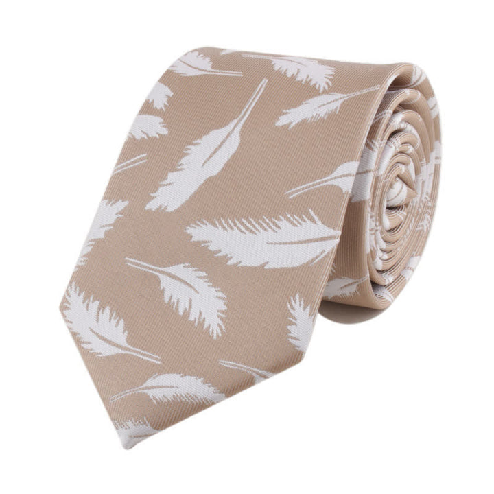 Corbata de jacquard con estampado de plumas para hombre
