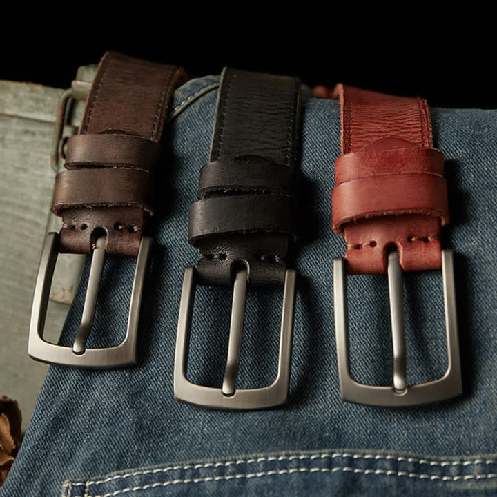 Cinturón clásico de cuero vaquero texturizado para hombre