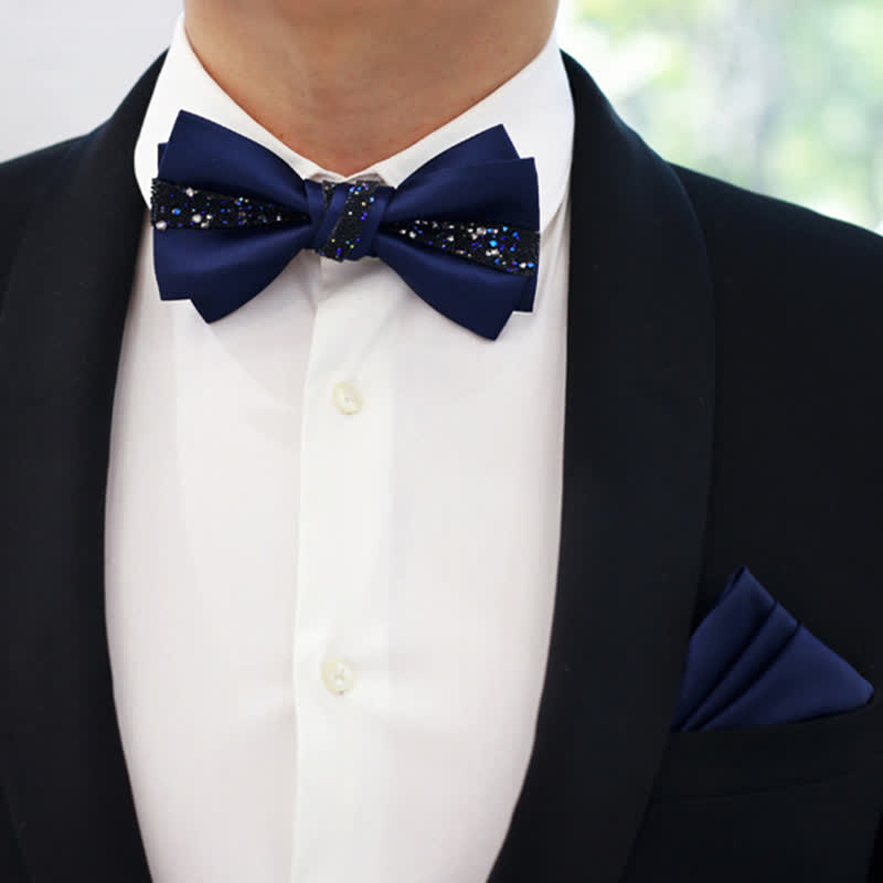 Pañuelo de bolsillo con pajarita brillante para hombre