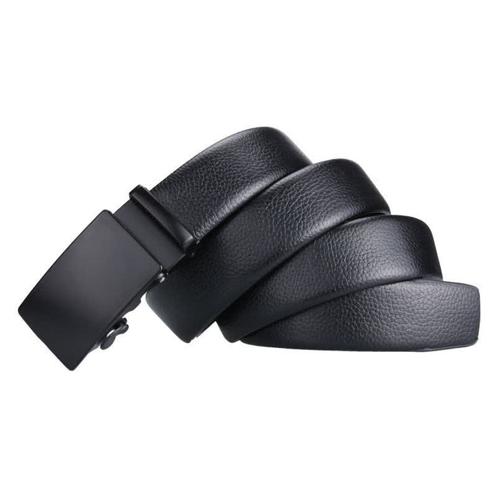 Cinturón de cuero con hebilla automática de lujo para hombre