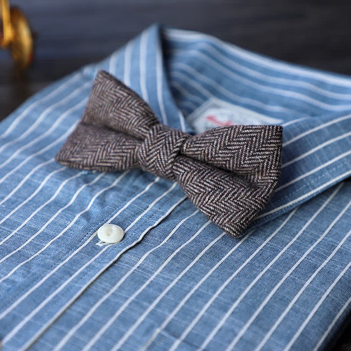 Pajarita sencilla de mezcla de lana y tweed para hombre