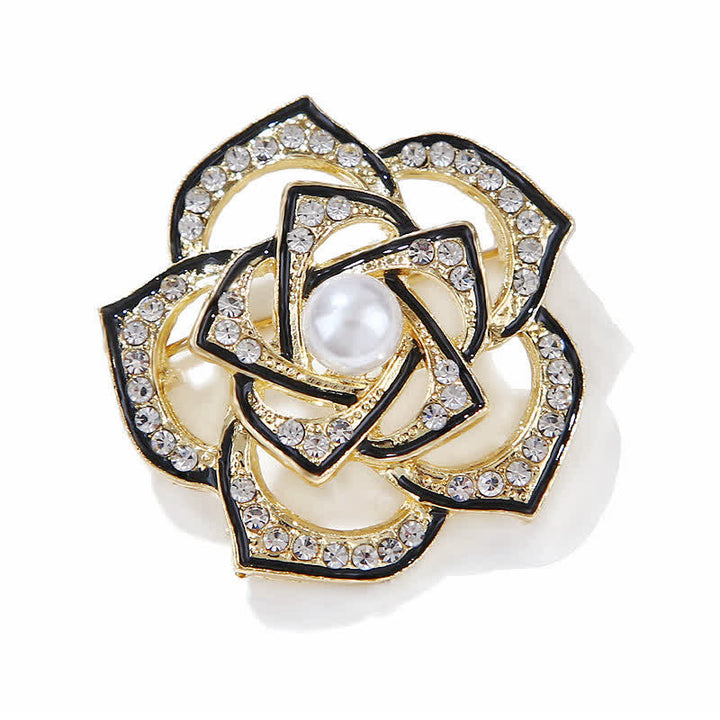 Broche de camelia hueca decorativa para mujer