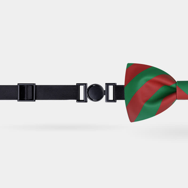 Pajarita de rayas navideñas rojas y verdes para hombre