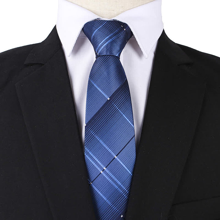 Corbata de cuadros con cremallera en azul marino degradado para hombre