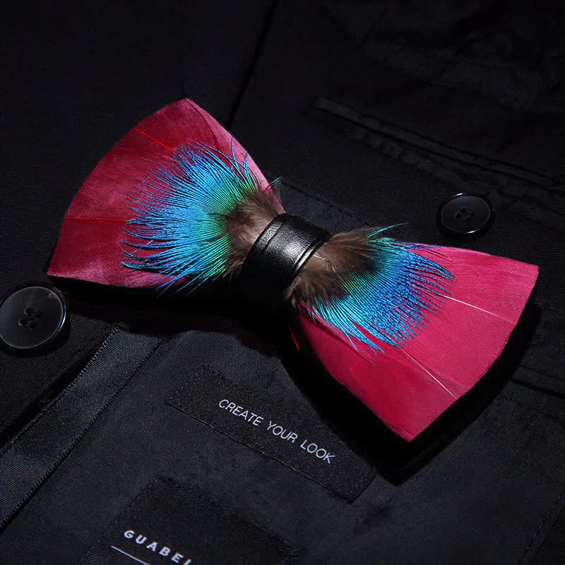 Colección de pajaritas de plumas hechas a mano en colores brillantes