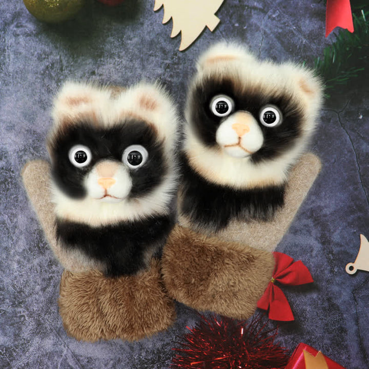 Guantes de mujer con pelo de animalito bonito.