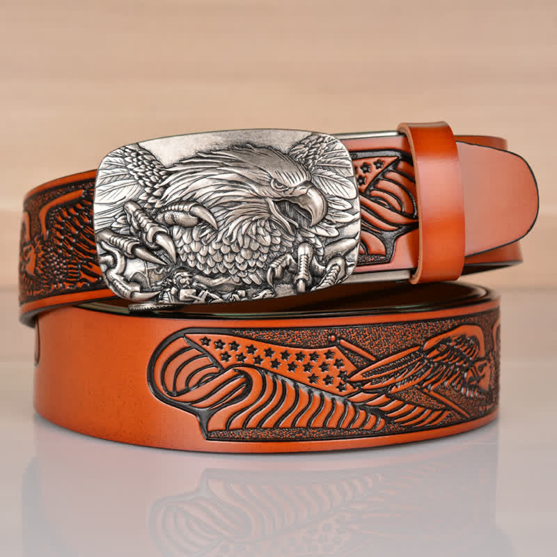 Cinturón de cuero con hebilla automática Mighty Eagle Sharp Claw para hombre