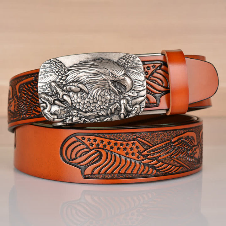Cinturón de cuero con hebilla automática Mighty Eagle Sharp Claw para hombre