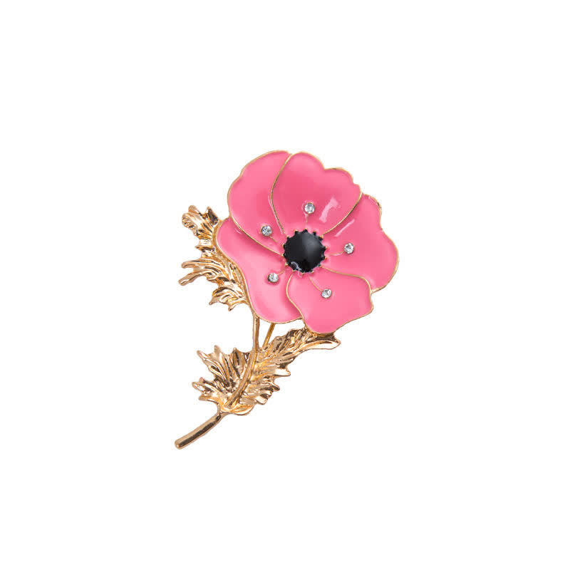 Broche de amapola con pintura al óleo vintage para mujer