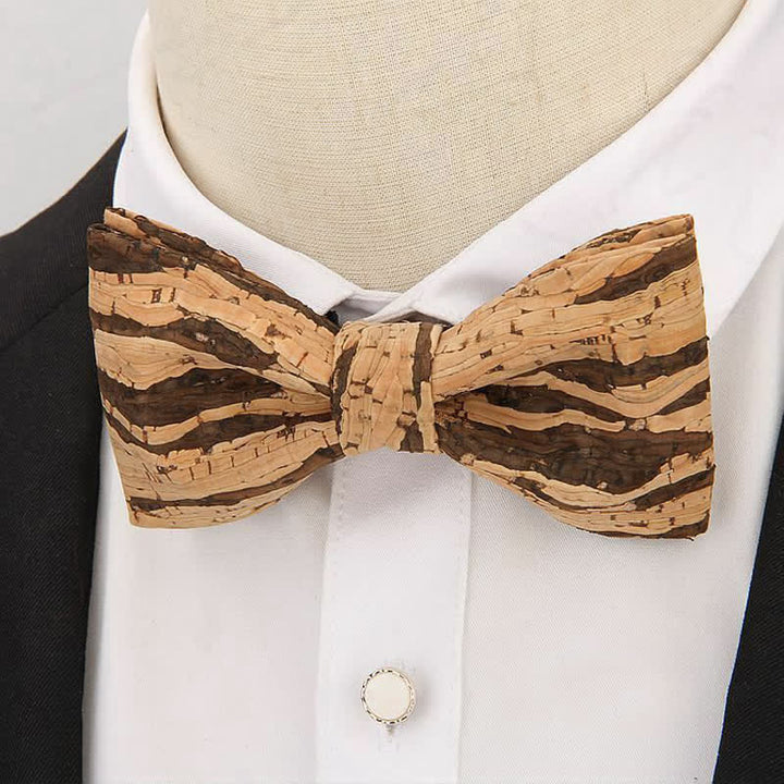 Pajarita de madera con corcho para hombre, creativa y sencilla
