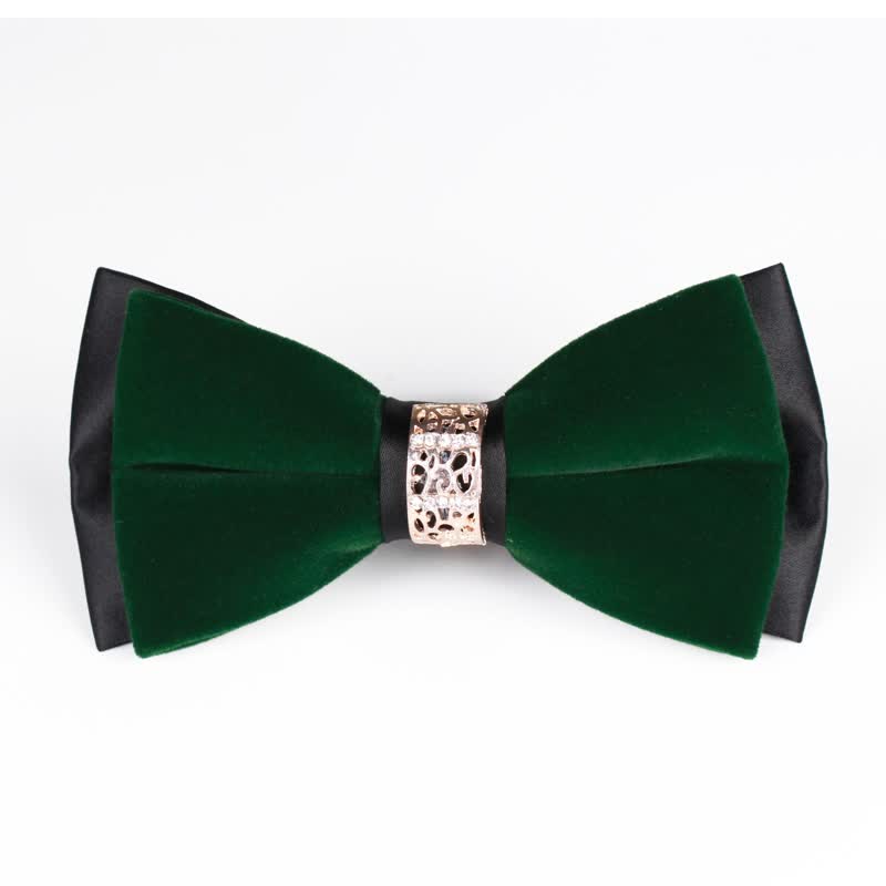 Pajarita de terciopelo con parches de diamantes de imitación para hombre