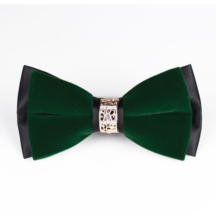 Pajarita de terciopelo con parches de diamantes de imitación para hombre